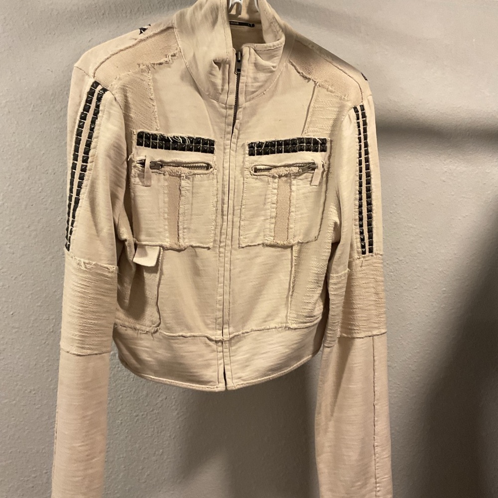 Salvage Cream Utility Jacket with Black Details